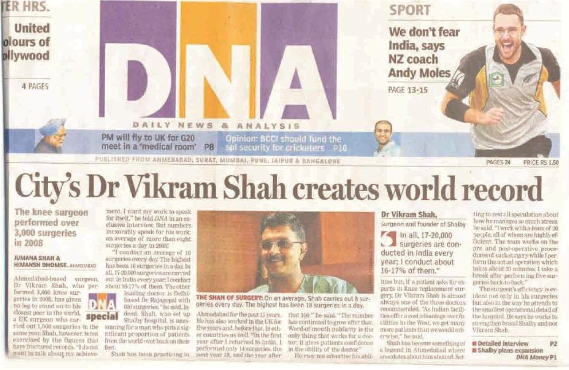 Dr. Vikram Shah Sets A World Record of 3000 Knee Surgeries In a Year